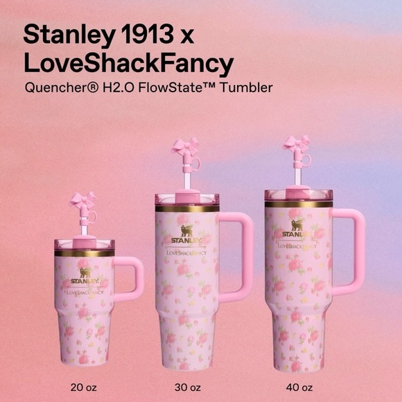 NWT Stanley 1913 x LoveShackFancy H2.0 FlowState Quencher in Ibiza Sunset - 40oz - Picture 3 of 14